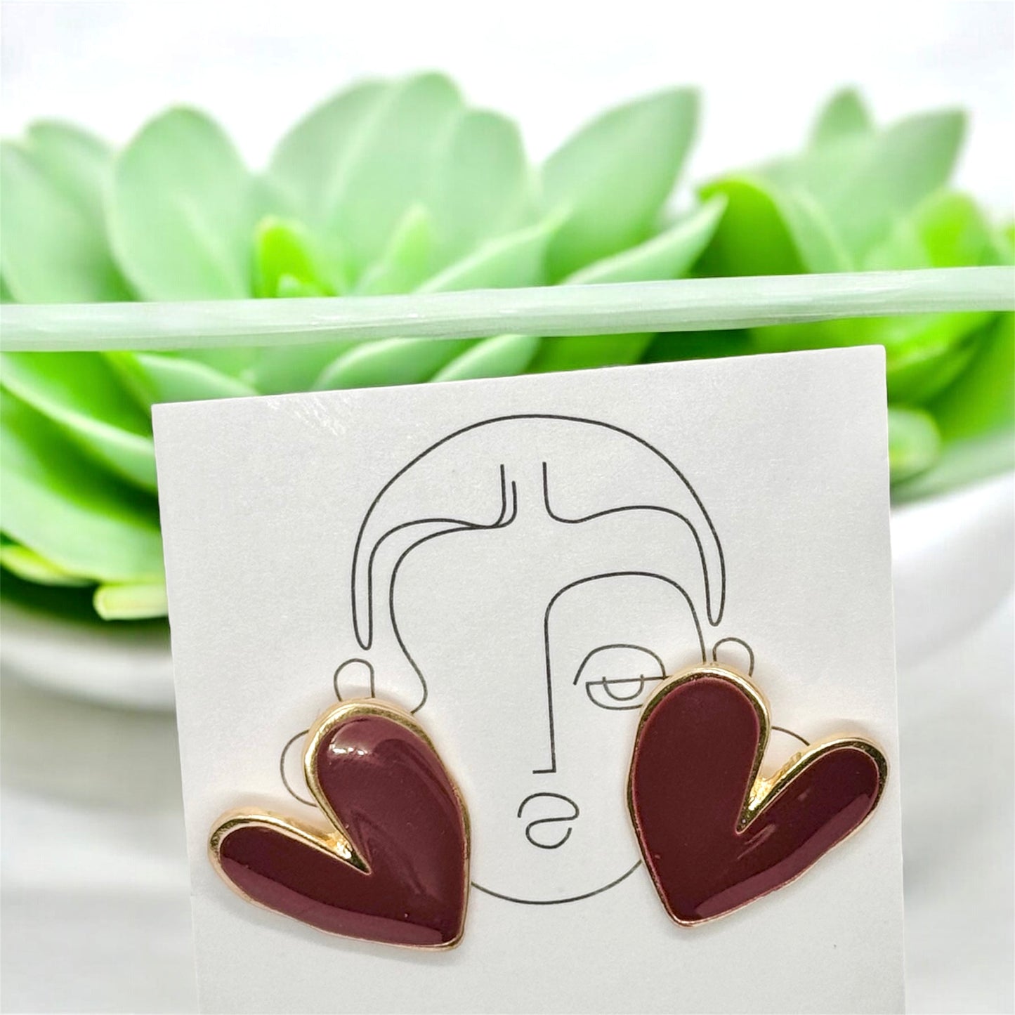 Heart Stud - Mehroon