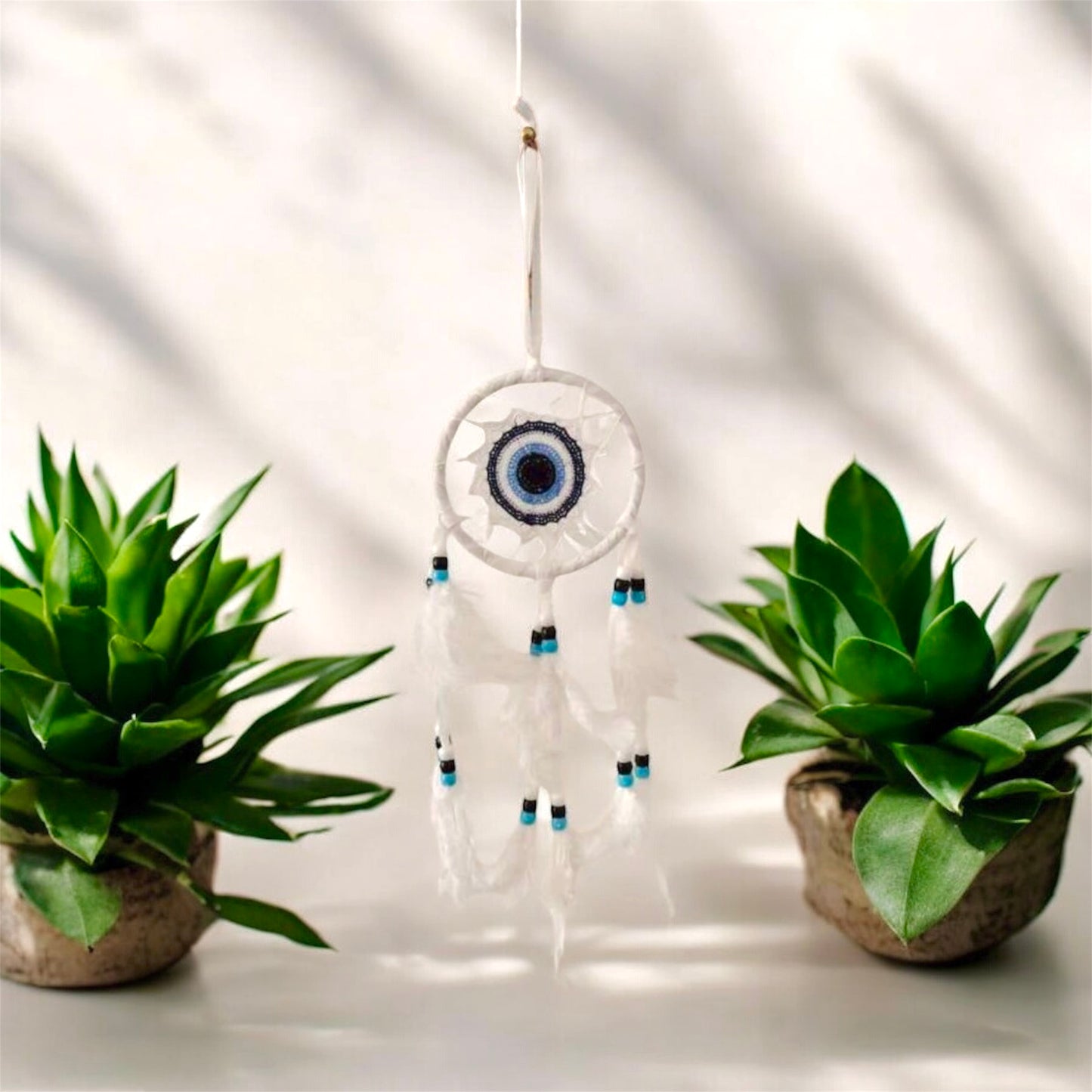 Evil Eye Dream Catcher - White