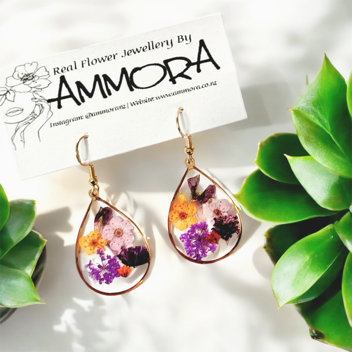 Mixed Real Flower Earrings