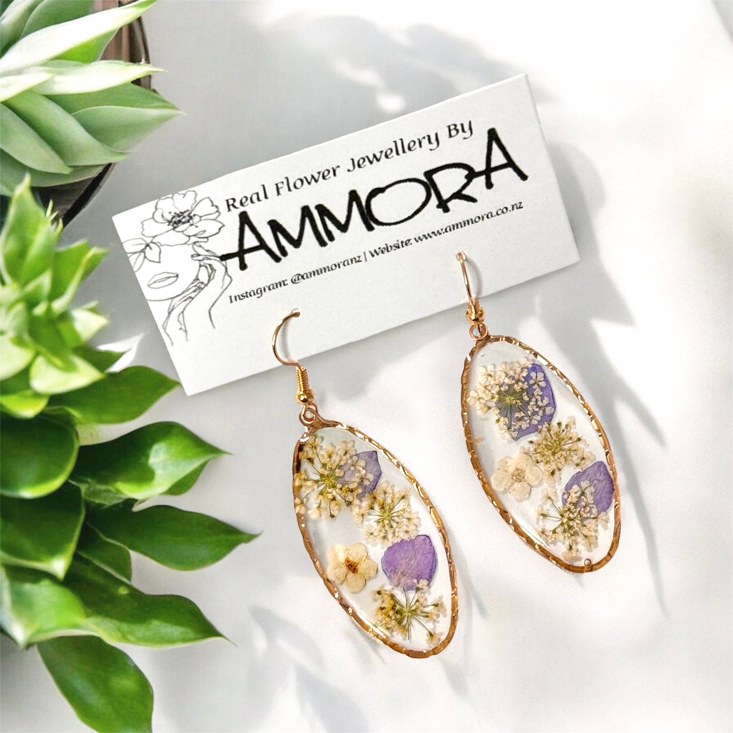Retro Real Flower Earrings