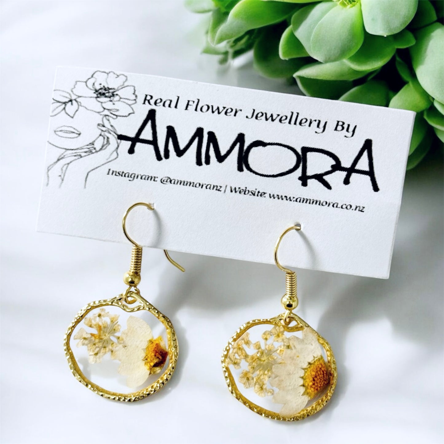 Vintage Real Flower Earrings