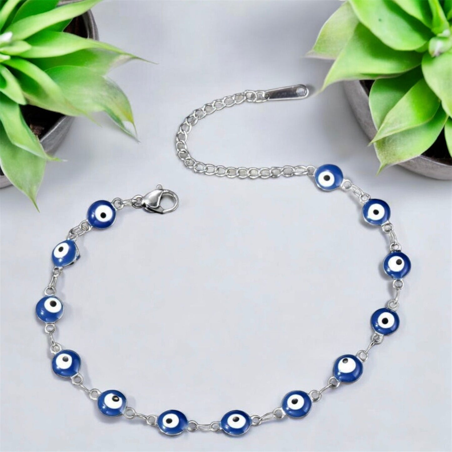 Evil Eye Anklet - Silver