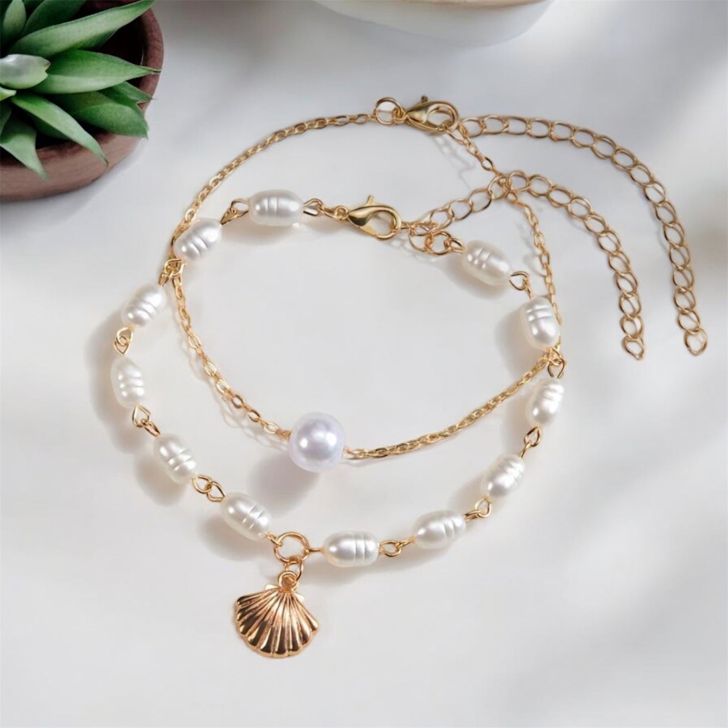 Layered Pearl Anklet