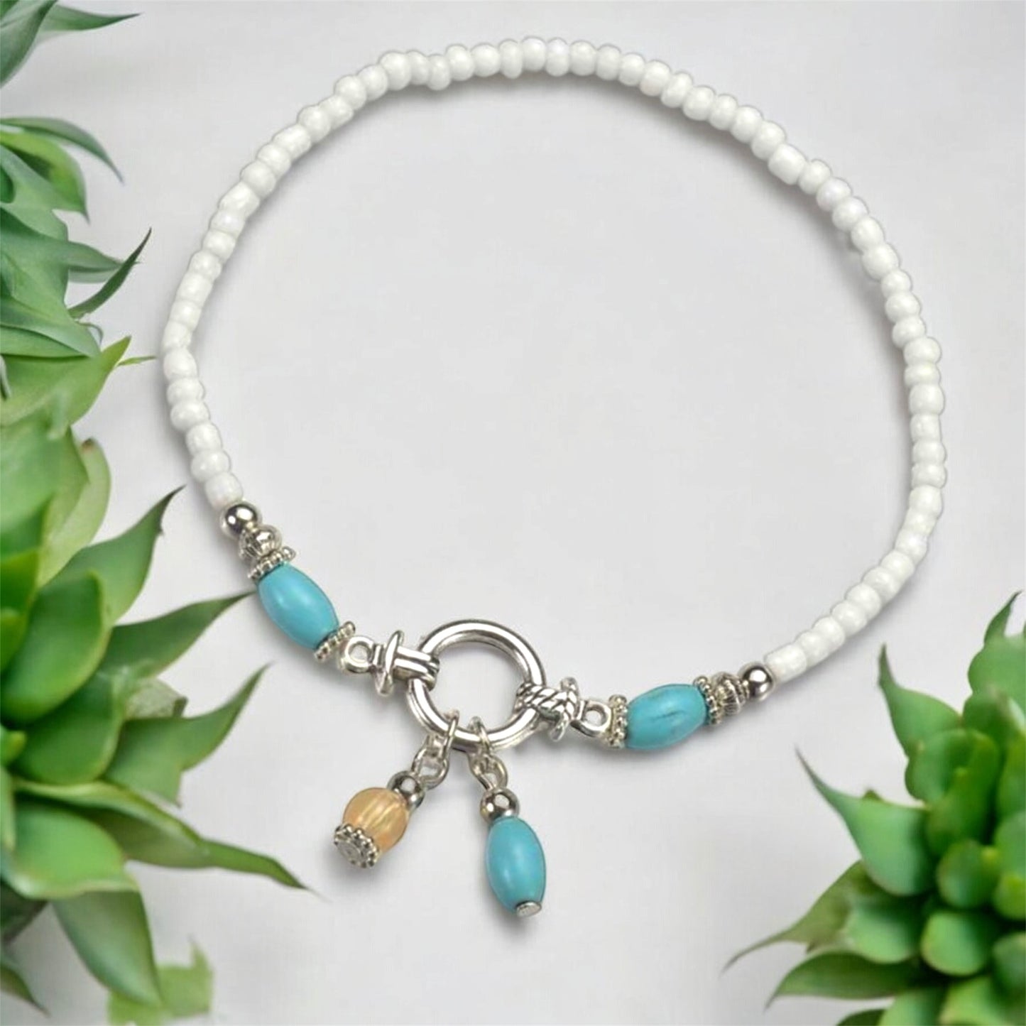 Turquoise Stone Stretchable Anklet