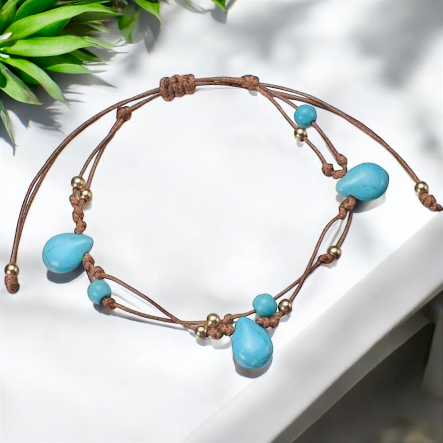 Boho Turquoise Layered Anklet