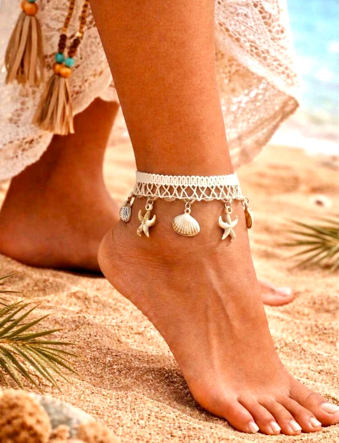 Boho Beach Theme Charm Anklet