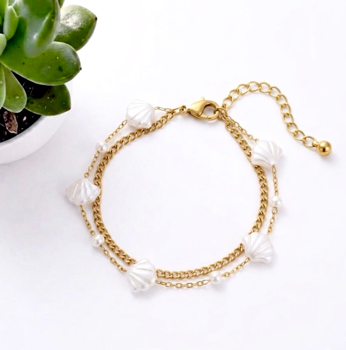 Double Layer Pearl Shell Bracelet
