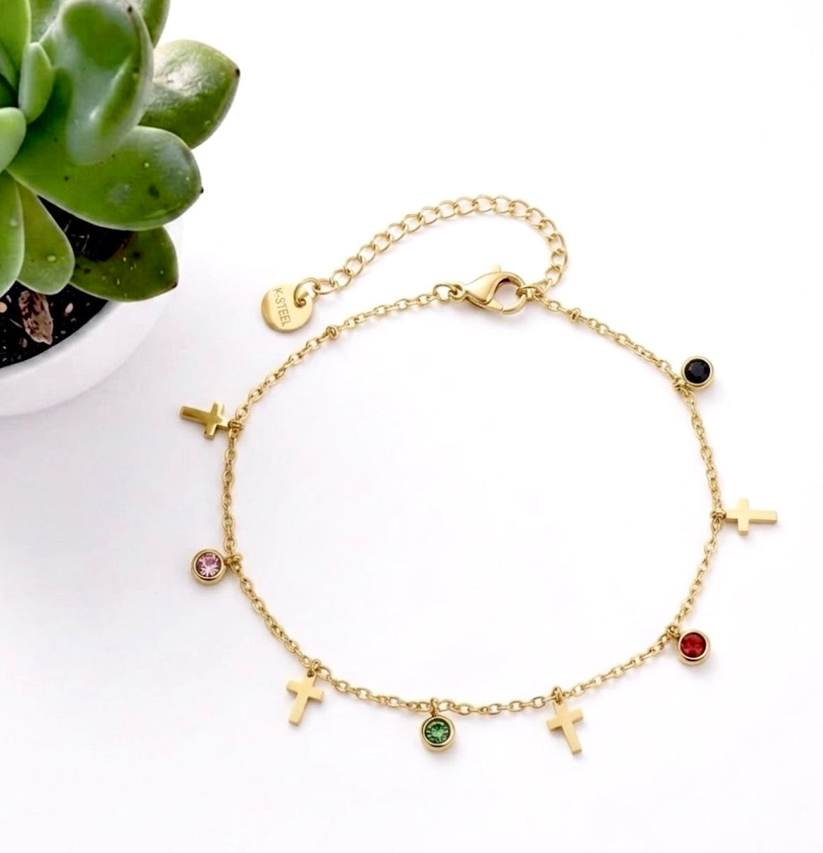 Cross Charm Chain Anklet