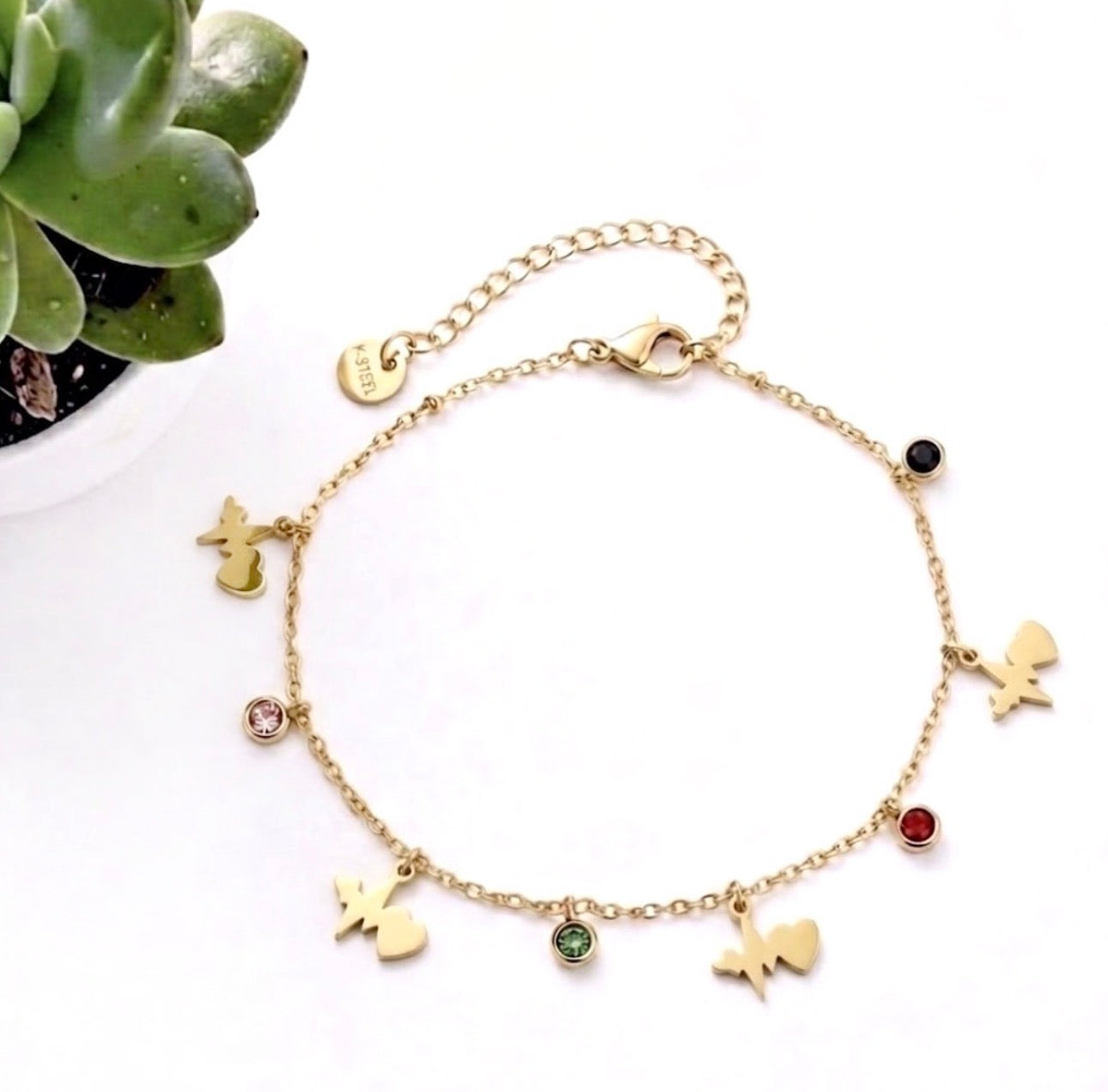 Heart Pulse Charm Chain Anklet