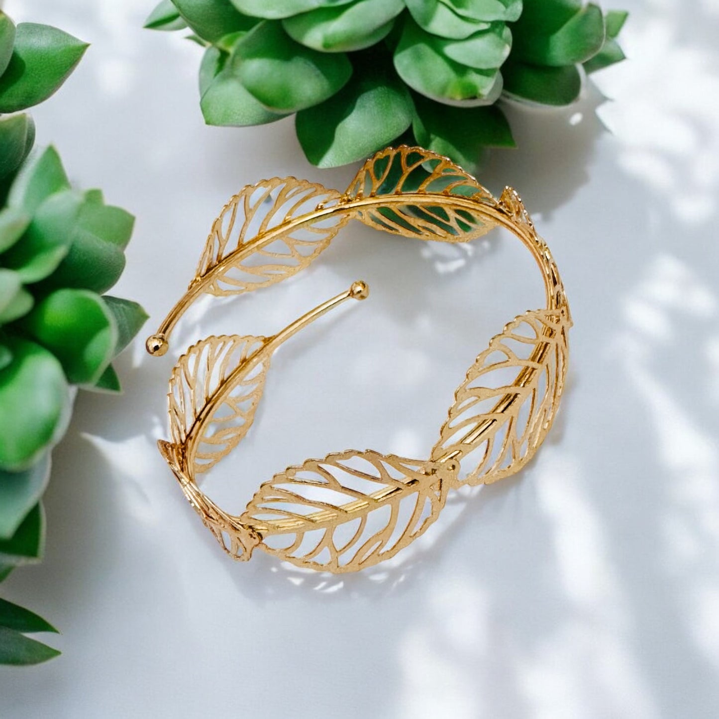 Bangle Bracelet - Leaf Pattern