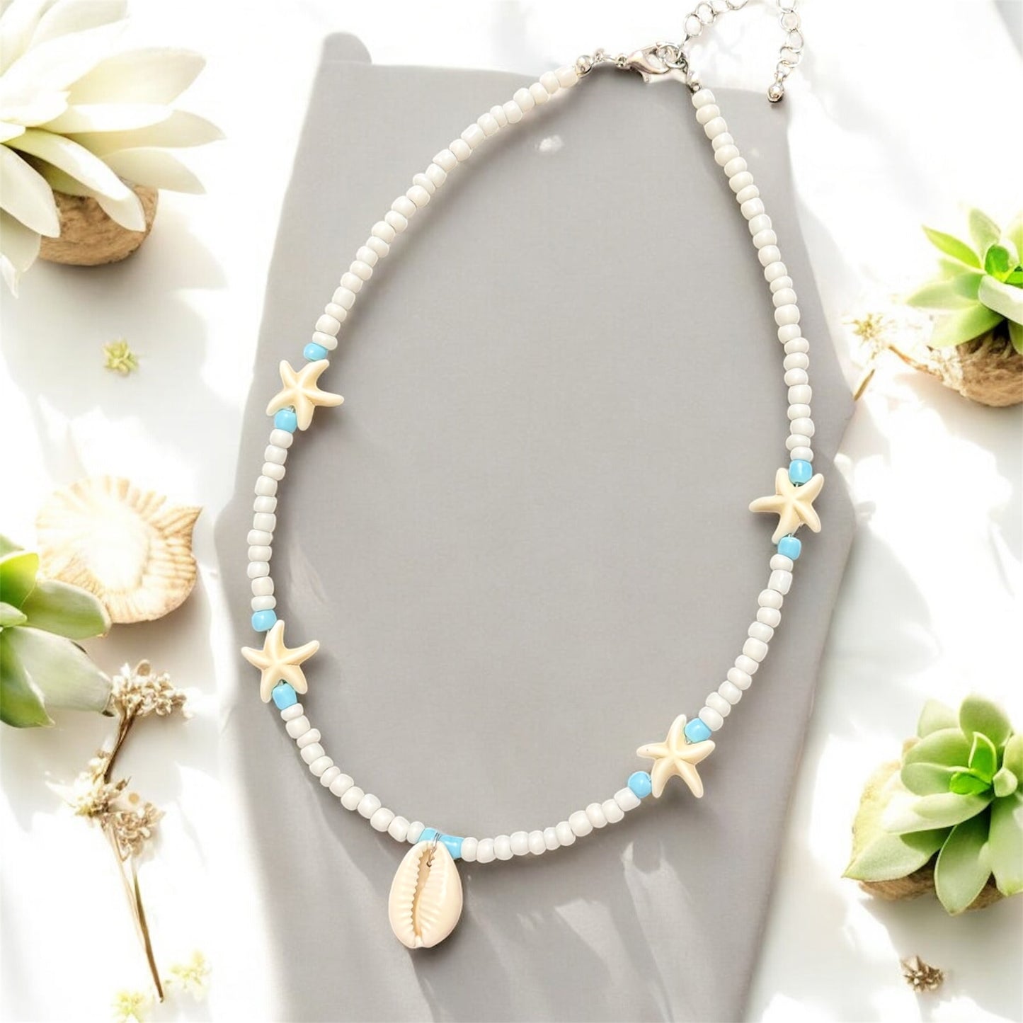 Boho Shell & Starfish Beaded Necklace