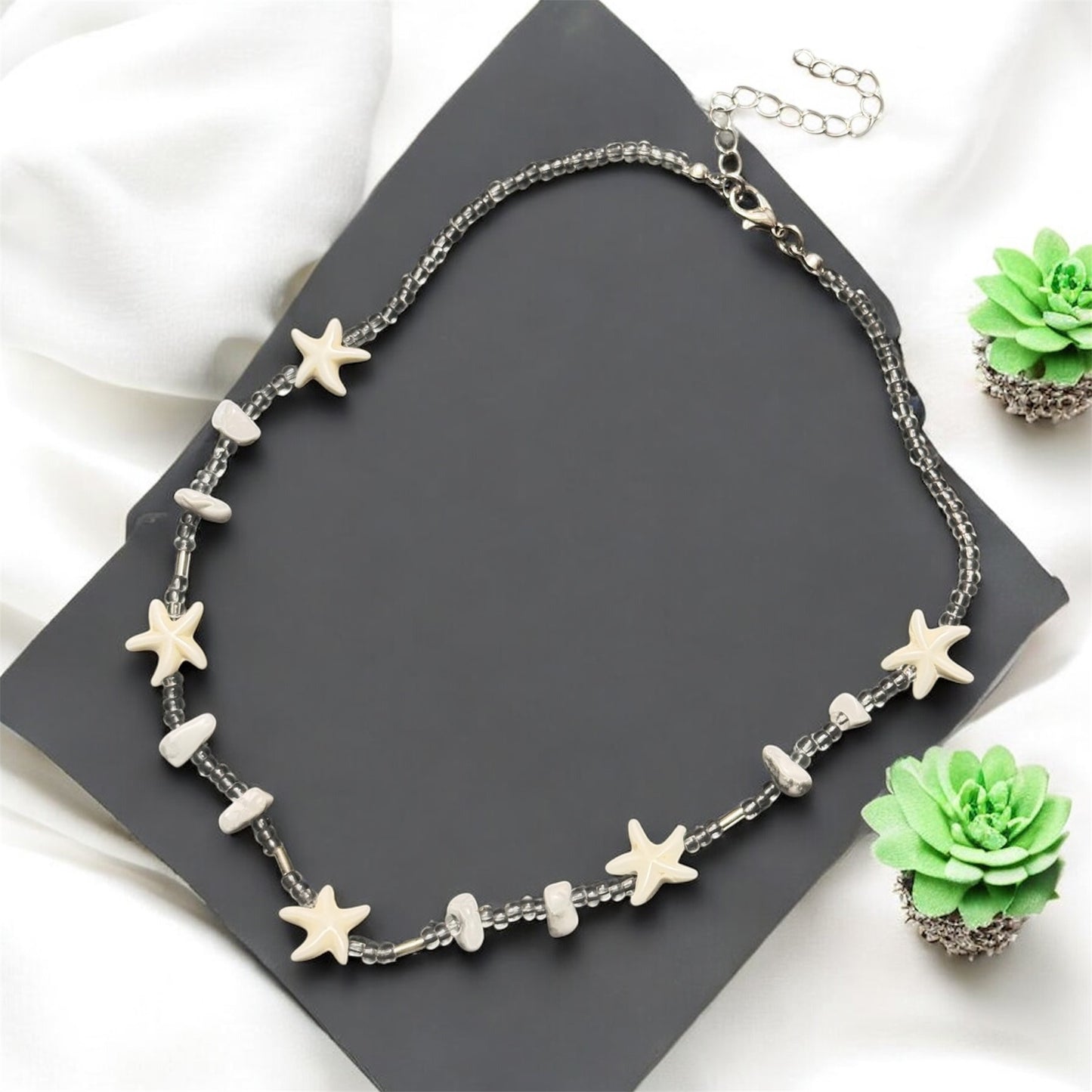 Crystal & Starfish Beaded Necklace