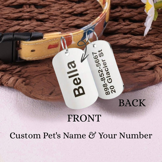 Rectangle Shaped Customised Dog\Cat Tag - Silver