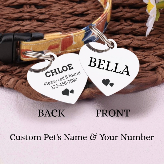 Heart Shaped Customised Dog/Cat Tag - Silver