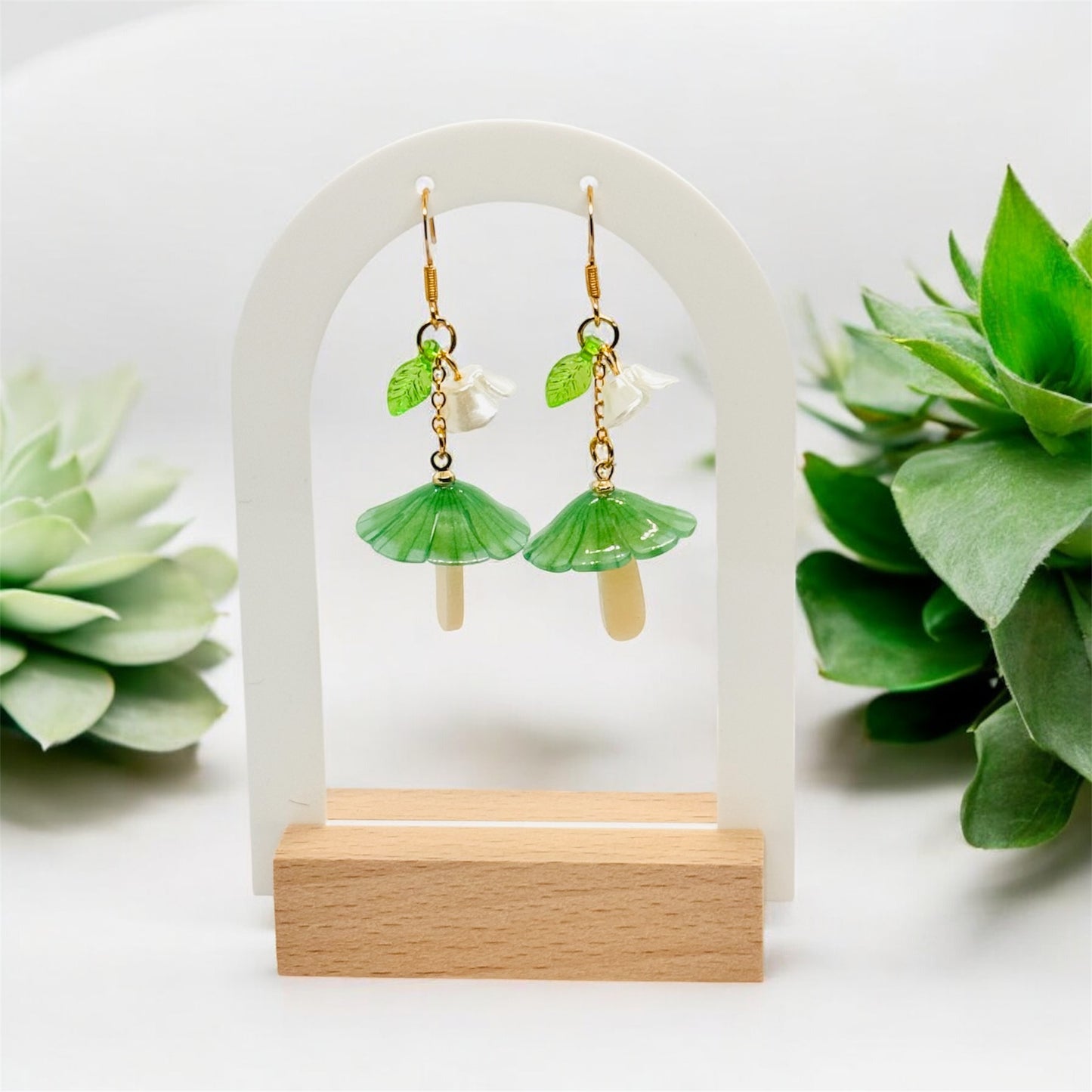 Mushroom Earrings - Green