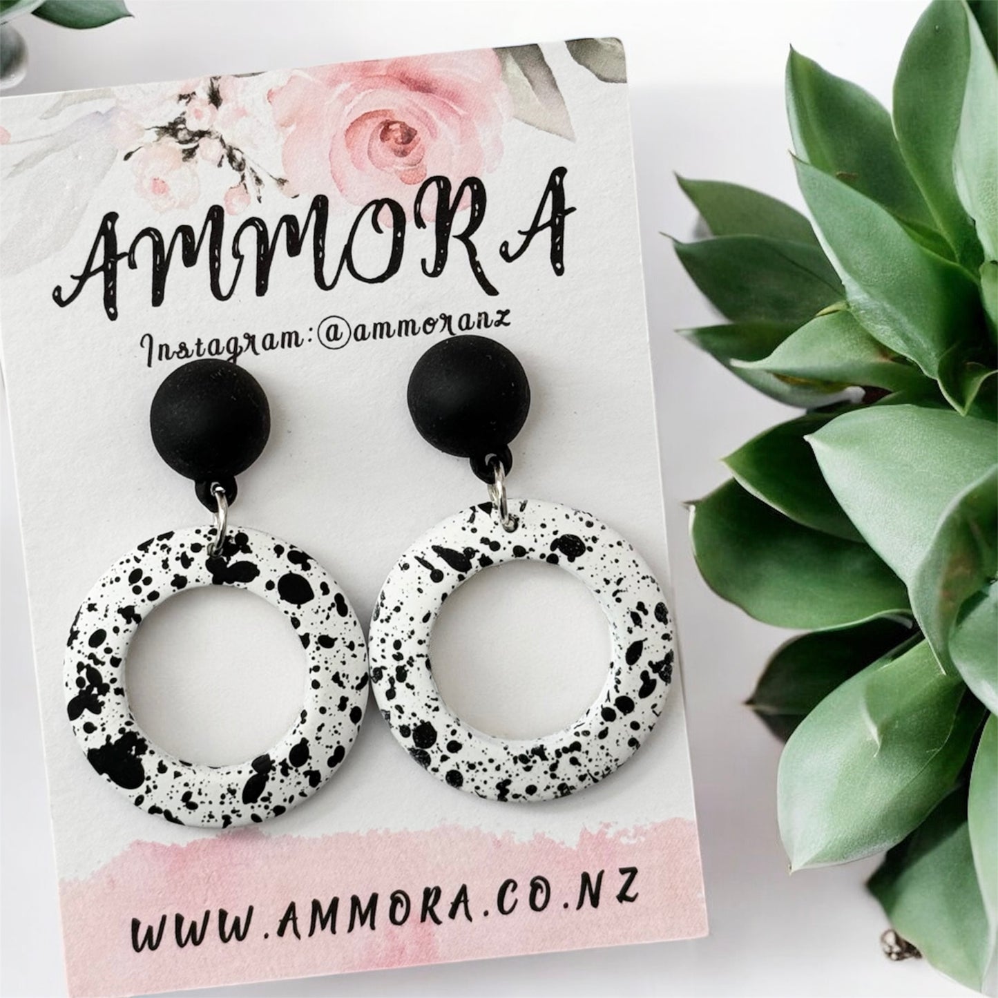 Black White Splash Earring