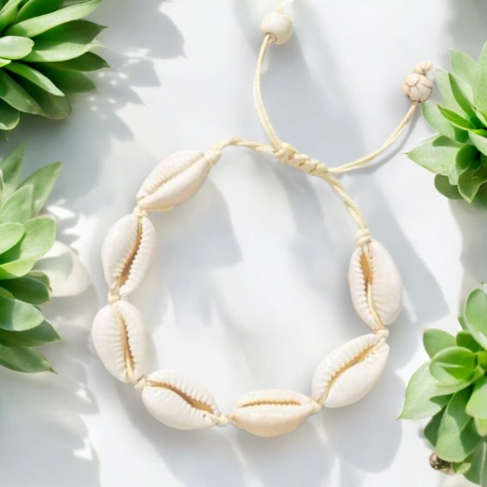 Shell Decor Anklet - White