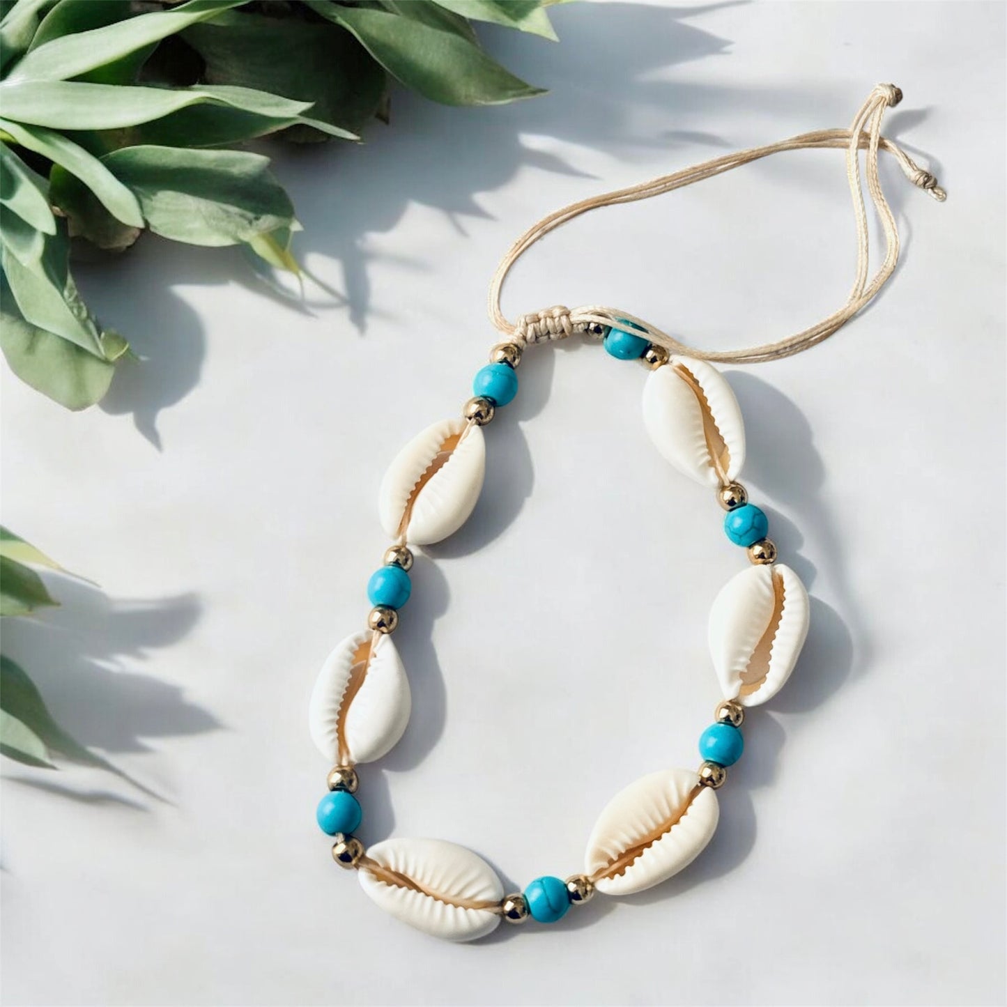 Turquoise Stone Shell Anklet