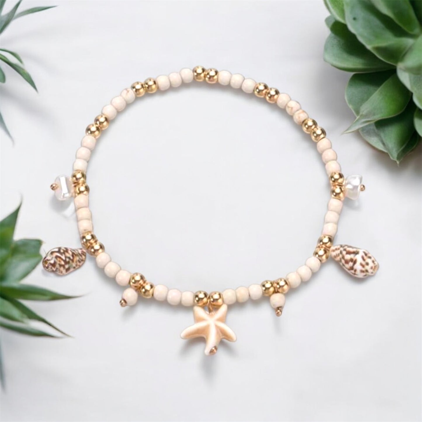 Starfish & Conch Stretchable Anklet