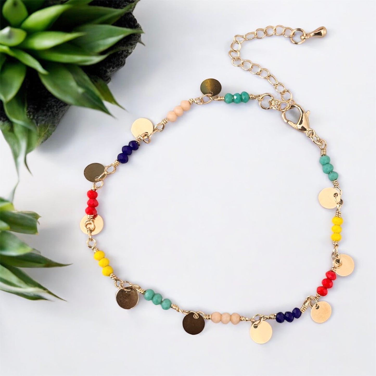 Trendy Multicoloured Bead Anklet