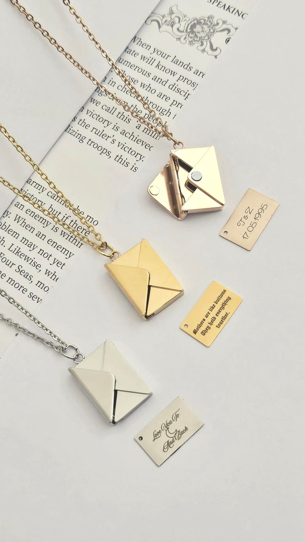 Customised Magnetic Open Envelope Pendant Necklace