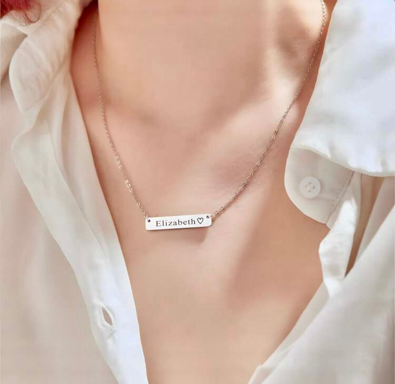 Customised Horizontal Rectangle Shaped Pendant Necklace