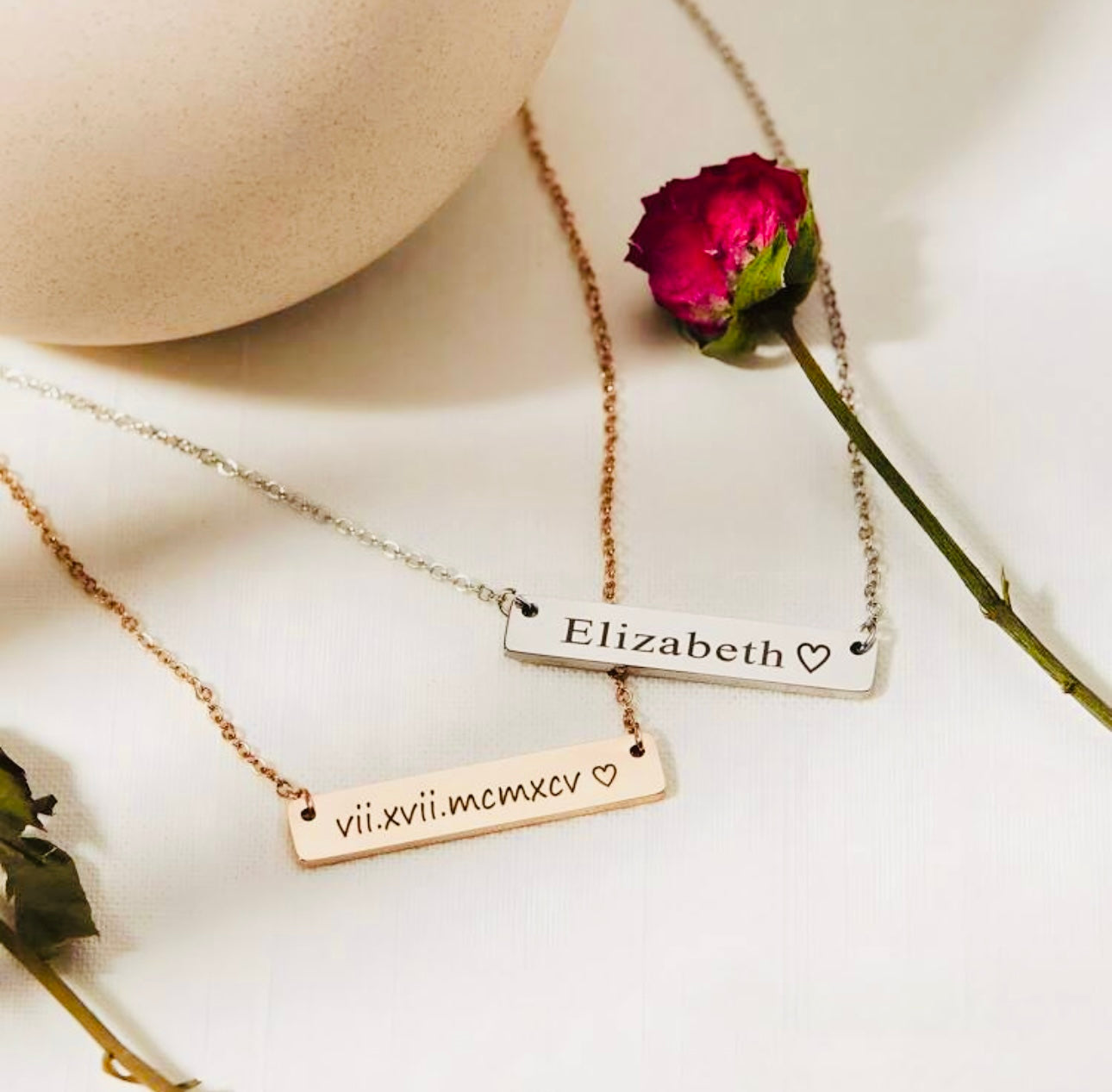 Customised Horizontal Rectangle Shaped Pendant Necklace