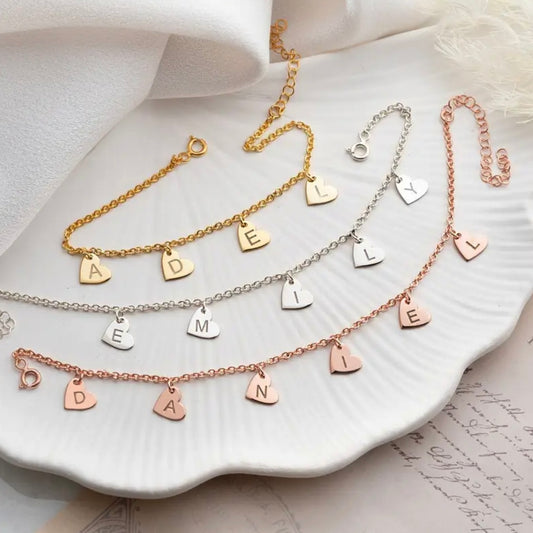 Customised Heart Charm Anklet