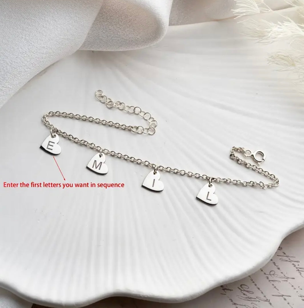 Customised Heart Charm Bracelet