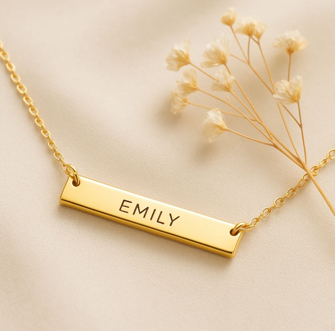 Customised Horizontal Rectangle Shaped Pendant Necklace