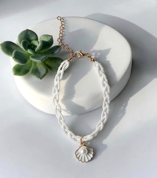 Pearl Sea Shell Beaded Bracelet - White