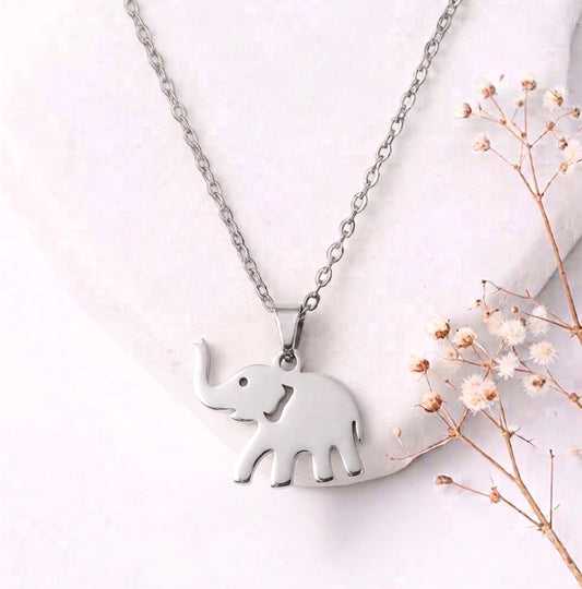 Cute Elephant Pendant Necklace - Silver