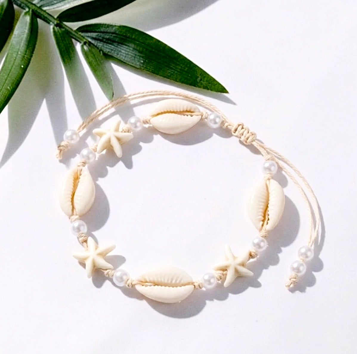 Starfish, Shell & Pearl Bead Anklet