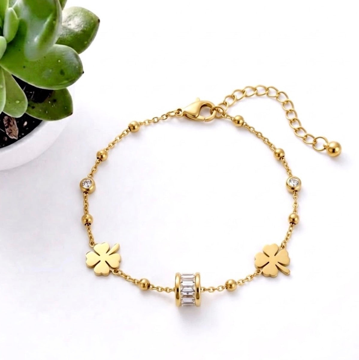 Zircon Ring Clover Bracelet