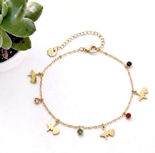 Heart Pulse Charm Chain Anklet