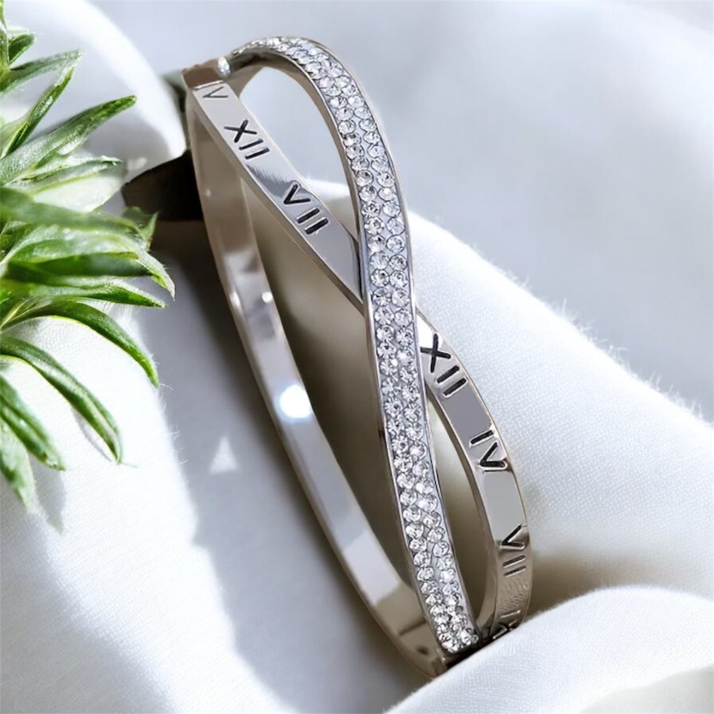 Infinite Cross Bangle Bracelet - Silver