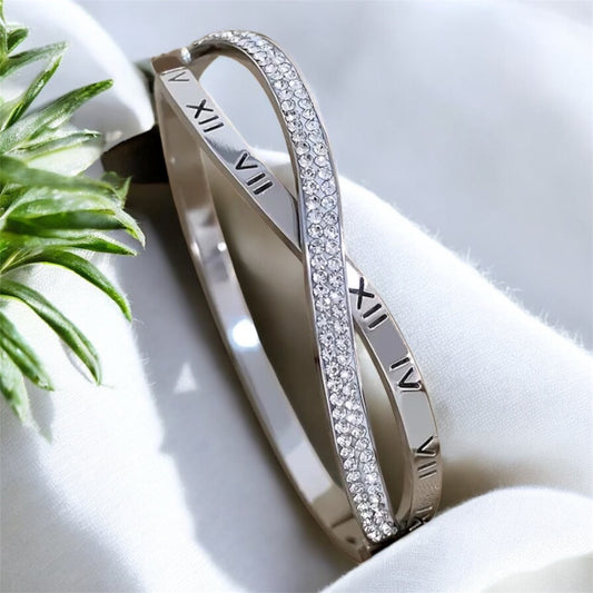 Infinite Cross Bangle Bracelet - Silver
