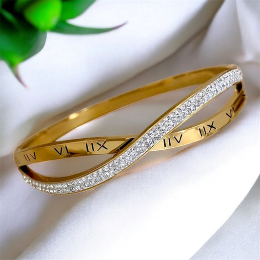 Infinite Cross Bangle Bracelet - Gold