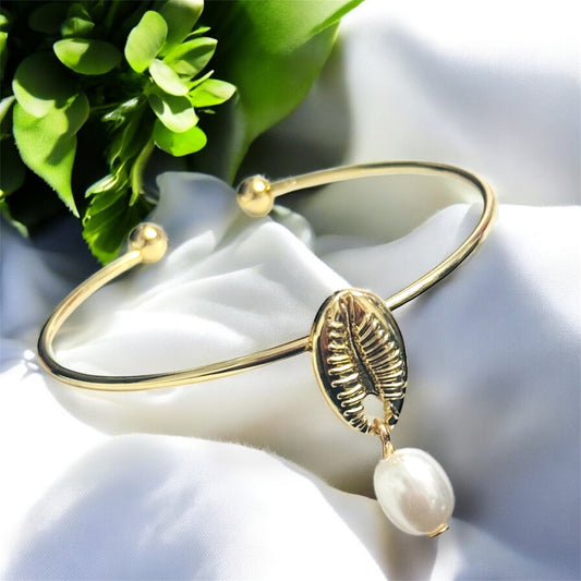 Cowrie Shell Open Bangle Bracelet