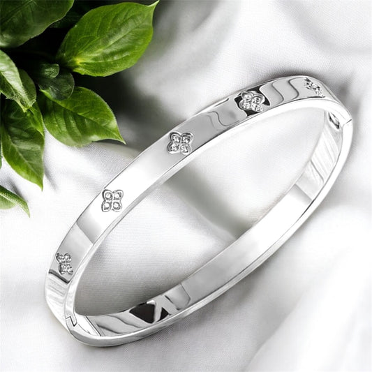Cubic Clove Bangle Bracelet - Silver