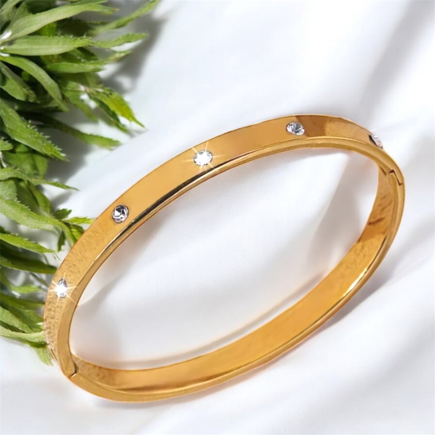 Sleek Cubic Zircon Bangle Bracelet