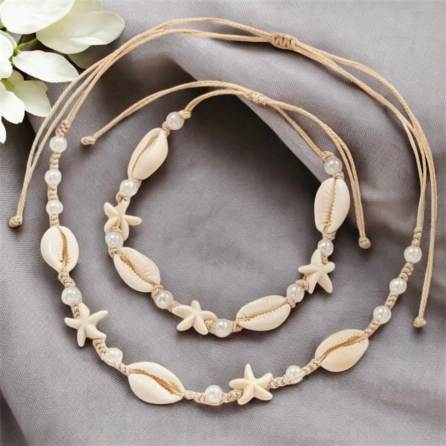 Shell & Starfish Necklace & Anklet Combo