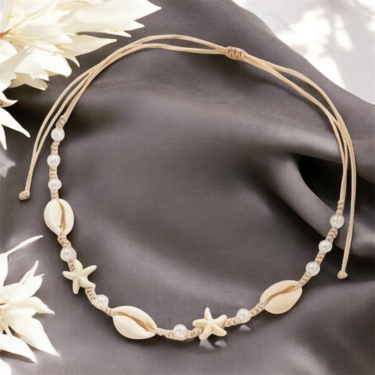 Beaded Shell & Starfish Adjustable Necklace
