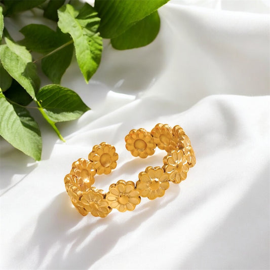 Mini Floral Open Adjustable Ring