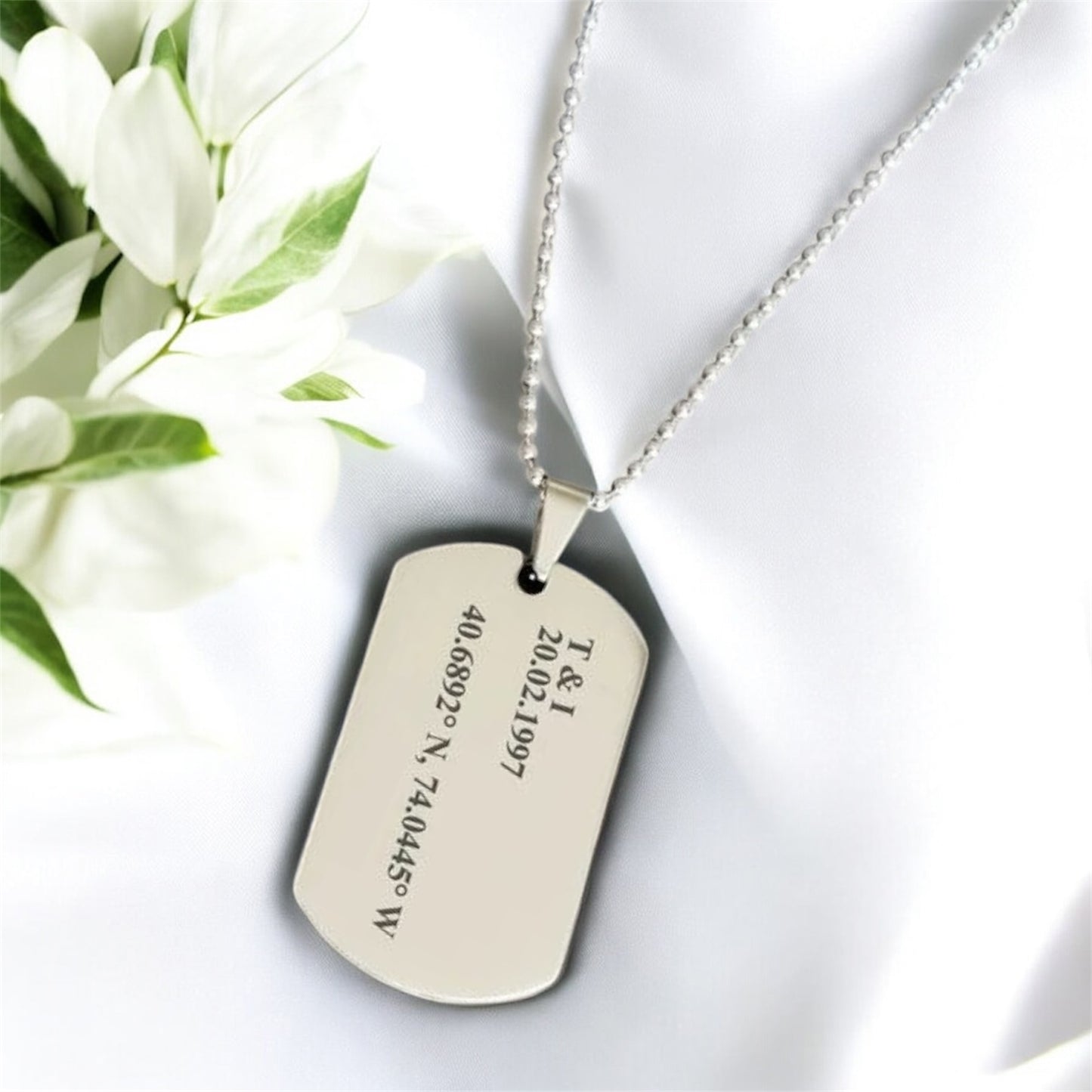 Customised Wide Rectangle Pendant Necklace