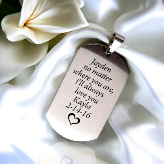 Customised Wide Rectangle Pendant Necklace