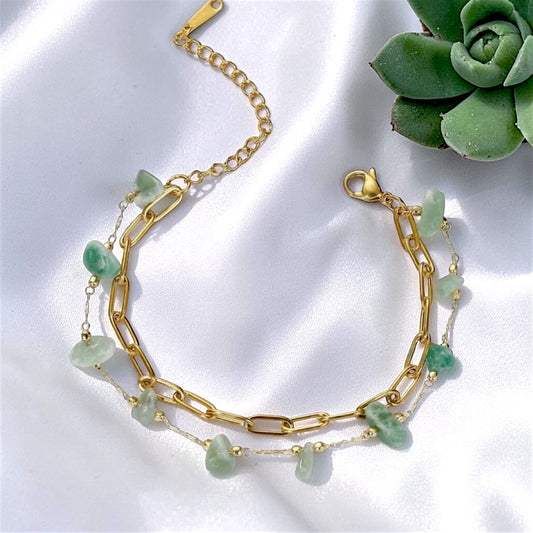 Double Layered Emerald Crystal Stone Bracelet