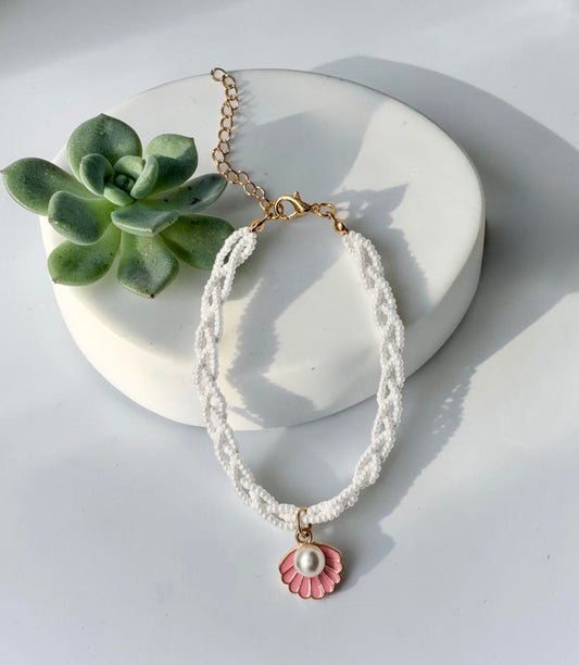 Pearl Sea Shell Beaded Bracelet - Pink